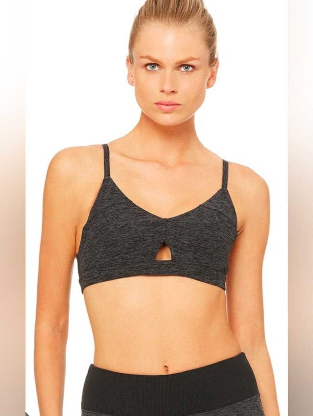 Alo Yoga Alosoft Lounge Bra Dark Heather Grey Small Cutout